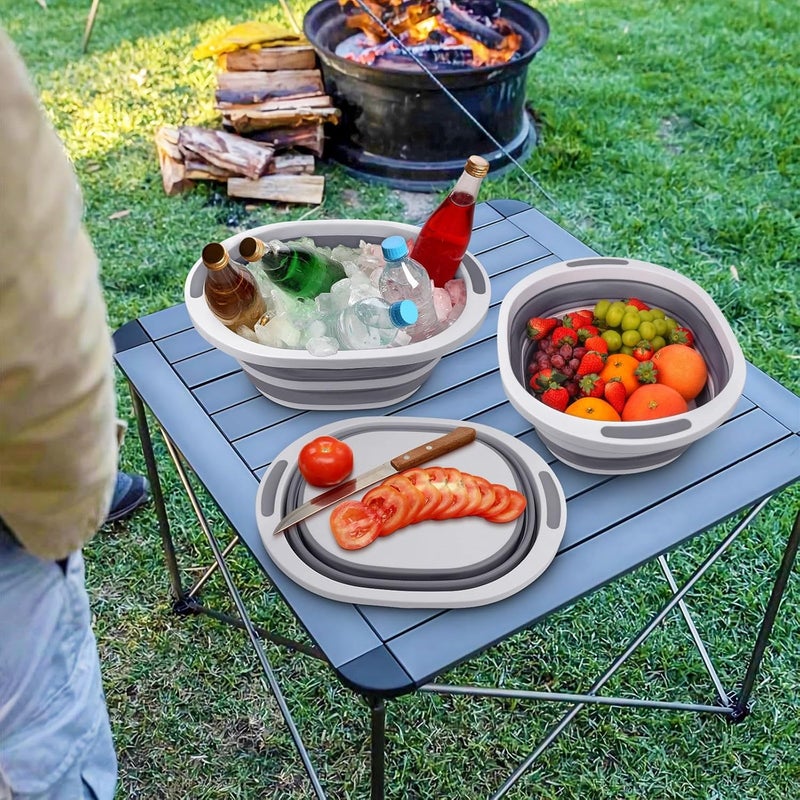 Seropy Collapsible Wash Basin, 7.5L Dish Tub Sink Basin Folding Dish Pans for Kitchen Sink, 2-in-1 Dishpan + Cutting Board, Portable Sink Dish Basin for Camping BBQ Prep Tub Washing Bin Bucket for Cleaning - Image 4